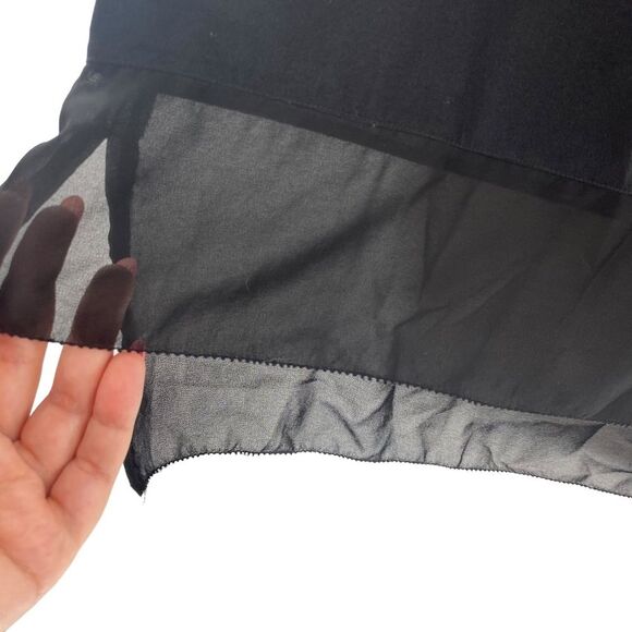 French Connection Polly Raw Edge Semi Sheer Layered Top Size S Black High Low - Picture 4 of 8